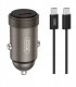 XO ładowarka samochodowa CC70 PD 30W 1x USB-C czarna + kabel USB-C - USB-C 1