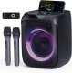 Zestaw Karaoke 400W Głośnik Bluetooth + 2 Mikrofony Bezprzewodowe LED 1