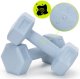 Ciężarki 2x1kg hexagonalne do ćwiczeń fitness hantle zestaw 2 szt. jasno niebieskie UNIWERSALNY 13