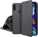 Etui z klapką do Samsung A11 Zamykane Czarne Futerał + Szkło 9H 5