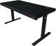 Dual-motor sit/stand adjustable-height gaming desk with wireless charger, RGB lighting, control panel, and USB ports, PB melamine surface tabletop, black. 2