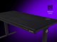 Dual-motor sit/stand adjustable-height gaming desk with wireless charger, RGB lighting, control panel, and USB ports, PB melamine surface tabletop, black. 3