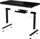 Dual-motor sit/stand adjustable-height gaming desk with wireless charger, RGB lighting, control panel, and USB ports, solid tempered glass tabletop, black. 5