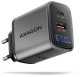 AXAGON ACU-PQ67D, ładowarka sieciowa GaN 67 W, wyjście USB-A + USB-C, PD3.0/PPS/QC4+/SFC2.0/Apple, wyświetlacz LCD 1