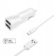 Ładowarka Fixed Zestaw ładowarki samochodowej FIXED z wyjściem 2xUSB i kablem USB/USB-C, 1 metr, 15W Smart Rapid Charge, biały 1