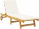 vidaXL vidaXL Leżak z poduszką Kremowa biel Lite Drewno Akacji 4