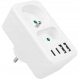 LTC Rozgałęźnik sieciowy: 1 gniazdo okrągłe z uz.+ 1 gniazdo płaskie + 2x USB + 2x USB-C, 3,1A, biały 1