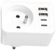 LTC Rozgałęźnik sieciowy: 1 gniazdo okrągłe z uz. + 2x USB + 2x USB-C, Biały 2x2,4A 4