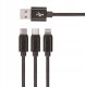 Kabel USB TelForceOne Kabel USB Setty 3w1 nylon czarny R 1