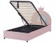 Beliani Łóżko dziecięce z pojemnikiem Korona Welur GRISETOT 90 x 200 cm ze schowkiem Różowy 1