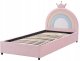Beliani Łóżko dziecięce z pojemnikiem Korona Welur GRISETOT 90 x 200 cm ze schowkiem Różowy 4