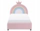 Beliani Łóżko dziecięce z pojemnikiem Korona Welur GRISETOT 90 x 200 cm ze schowkiem Różowy 6