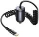 Ładowarka Baseus Ładowarka samochodowa USB-C z wbudowanym spiralnym kablem USB-C 30W - czarna Ładowarka samochodowa USB-C z wbudowanym spiralnym kablem USB-C 30W - czarna 1