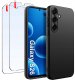 krainaGSM Etui do Samsung S26 Matowe Czarne Silikon Slim 2 SZTUKI SZKŁO 1