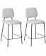 Beliani Zestaw 2 krzeseł barowych DUETTE Len syntetyczny Jasnoszary 1