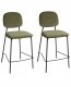 Beliani Zestaw 2 krzeseł barowych DUETTE Welur Oliwkowy 1
