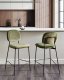 Beliani Zestaw 2 krzeseł barowych DUETTE Welur Oliwkowy 2