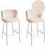 Beliani Zestaw 2 krzeseł barowych MINA II Boucle Jasnobeżowy 1