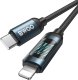 Kabel USB BWOO USB-C - Lightning 27 W 1 m z wyświetlaczem LED pleciony Czarny (BO-X305) 2