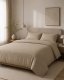 Domoletti BED COV SET STRIPED SATEEN SAND 160X200 2