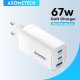 Ładowarka Baseus Ładowarka sieciowa szybka oryginalna ASOMETECH 67W, GaN, QC3.0, PD3.0 biała 8