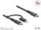 Delock USB kabel 2 in 1 USB Type-C™ do USB Type-C™ / Lightning™ dla iPhone™ i iPad™ 2 m MFi 60 W 3