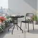 Goodhome Stolik ogrodowy okrągły 80 cm szkło hartowane otwór na parasol czarny MultiGarden EDUKAMP 3