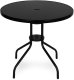 Goodhome Stolik ogrodowy okrągły 80 cm szkło hartowane otwór na parasol czarny MultiGarden EDUKAMP 5