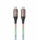 Blavec Szybki Kabel Blavec USB typ C wielokolorowy świecący RGB Neon PD 60W 3A 1m 4