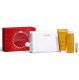 Clarins Set Clarins: Aroma, Essential Oils, Hydrating, Body Oil, 200 ml + Aroma, Essential Oils, Shower Gel, All Over The Body, 200 ml + Lip Confort, Lip Oil, 01, 1.4 ml *Miniature + Clarins, Zippered, GWP Textile Pouch, White Unisex 1