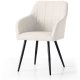 Selsey 6x Krzesło tapicerowane z przeszyciami kwadratowymi Kremowe LUXANO Czarne nogi tkanina Lumos 2