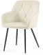 Fabryka Mebli Akord 2x Welurowe krzesło tapicerowane pikowane Kremowe DIAMANTE Czarne nogi 2