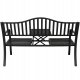 Lean Ławka Ogrodowa Taras Ogród Park Metalowa Oparcie Stolik Czarna 150 cm 5
