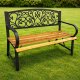 Lean Ławka Ogrodowa Park Taras Ogród Metalowe Oparcie Drewniana Zdobiona 118 cm 7