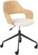 Krzesło biurowe Beliani Fotel biurowy lniany jasne drewno z jasnobeżowym NOVATO 1