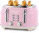 Toster Salter Toster na 4 Kromki Salter RETRO Różowy 1630W Ruszt do bułek Tacka High Lift 1