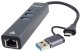 HUB USB PremiumCord Adapter USB-C na USB-A Gigabit 10/100/1000Mbps + 3x USB 3.2 złącze 1