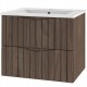 Comad Ryflowana szafka łazienkowa z umywalką 60 cm STELLA-02 DĄB ORZECH + CZARNY 1