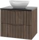 Comad Ryflowana szafka 60 cm z umywalką nablatową STELLA-02 DĄB ORZECH + CZARNY 1