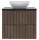 Comad Ryflowana szafka 60 cm z umywalką nablatową STELLA-02 DĄB ORZECH + CZARNY 2