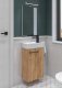 Deftrans Zestaw Szafka łazienkowa z umywalką 68x40cm wisząca dąb craft i baterią wydłużoną Small 5
