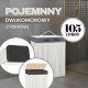 Kosz na pranie Springos Kosz na pranie dwukomorowy 105l z pokrywą biały szary UNIWERSALNY 3