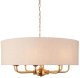 Lampa wisząca ENDON Okrągła lampa wisząca Highclere 110727 materiałowa mosiądz beżowy 1
