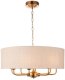 Lampa wisząca ENDON Okrągła lampa wisząca Highclere 110727 materiałowa mosiądz beżowy 2