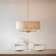 Lampa wisząca ENDON Okrągła lampa wisząca Highclere 110727 materiałowa mosiądz beżowy 7
