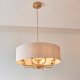 Lampa wisząca ENDON Okrągła lampa wisząca Highclere 110727 materiałowa mosiądz beżowy 8