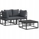 vidaXL Lumarko Sof na Ogród z poduszką 3 pcs Czarny Aluminium 1