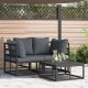 vidaXL Lumarko Sof na Ogród z poduszką 3 pcs Czarny Aluminium 2