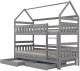 Kocot Kids Łóżko piętrowe domek FELIKS 180x90 szare drewniane trzyosobowe z szufladami KOCOT KIDS 2