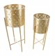 Home ESPRIT Kwietnik metalowy NAT, zestaw 2 szt., złoty, Ø 21x52 i 19x42 cm 2